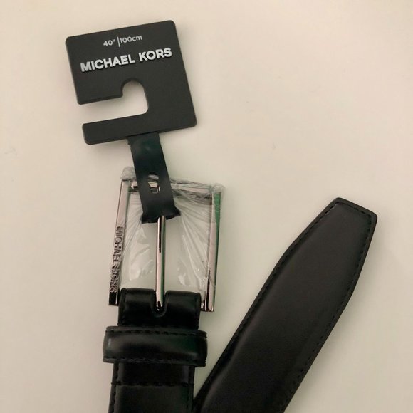 MICHAEL KOHRS Black Dress Belt NWT Logo Buckle 40" - Picture 1 of 2